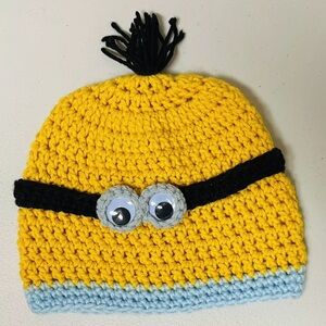 Despicable Me Minion Beanie Hat Handmade Crochet Children Unisex Yellow